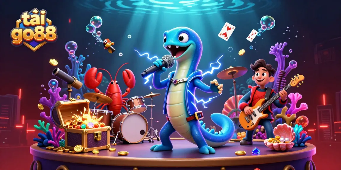 Launch into the excitement of tải go88 with unique characters at an underwater casino stage.