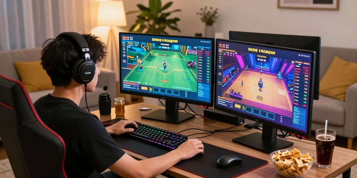 User enjoying an interactive kecak4d gaming experience at home with multiple screens displaying colorful graphics.