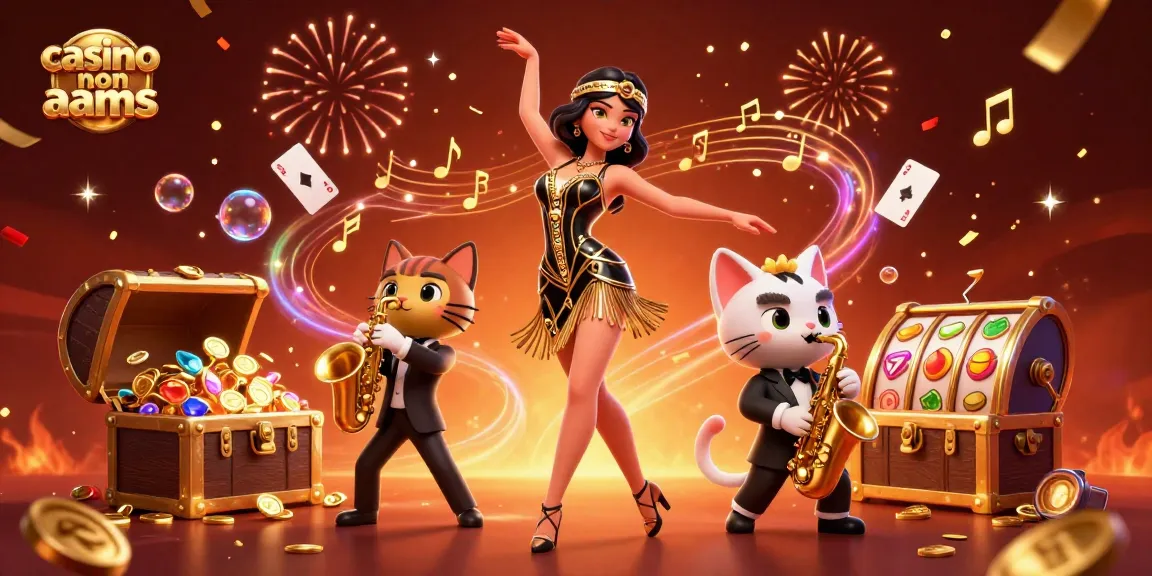 Vivi momenti emozionanti nei casino non aams, con una flapper che balla tra rulli di slot e monete d'oro.