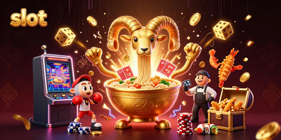 Engage with vibrant slot gameplay featuring a golden ramen bowl dealer amidst a jackpot explosion.