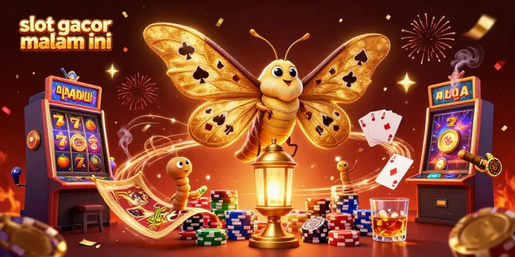 Experience thrilling gameplay with slot gacor malam ini, featuring a vibrant 3D scene of celebrating casino elements.