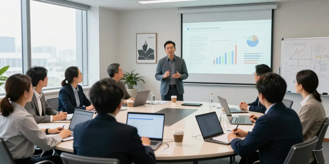 Terry Hui leading a strategic discussion with board members in a modern conference room.