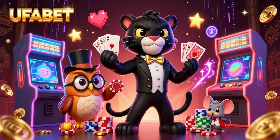 UFABET brings excitement to online betting with a 3D casino scene featuring vibrant characters and gaming elements.