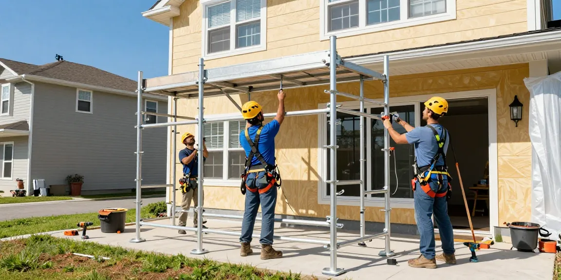 Efficient team installing Home Extension Scaffolding Essex for safe construction.