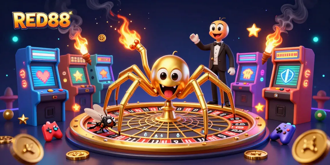 Experience the thrill of placing bets at RED88 while a golden spider spins the roulette wheel
