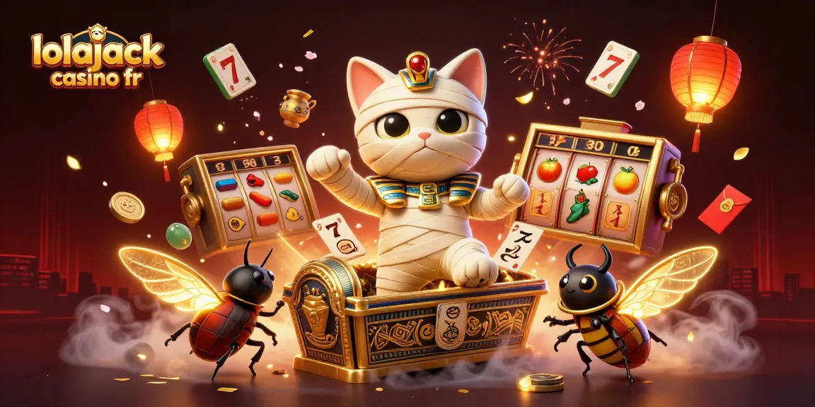 Win big at lolajack casino fr with lucky slot symbols and a vibrant casino scene.