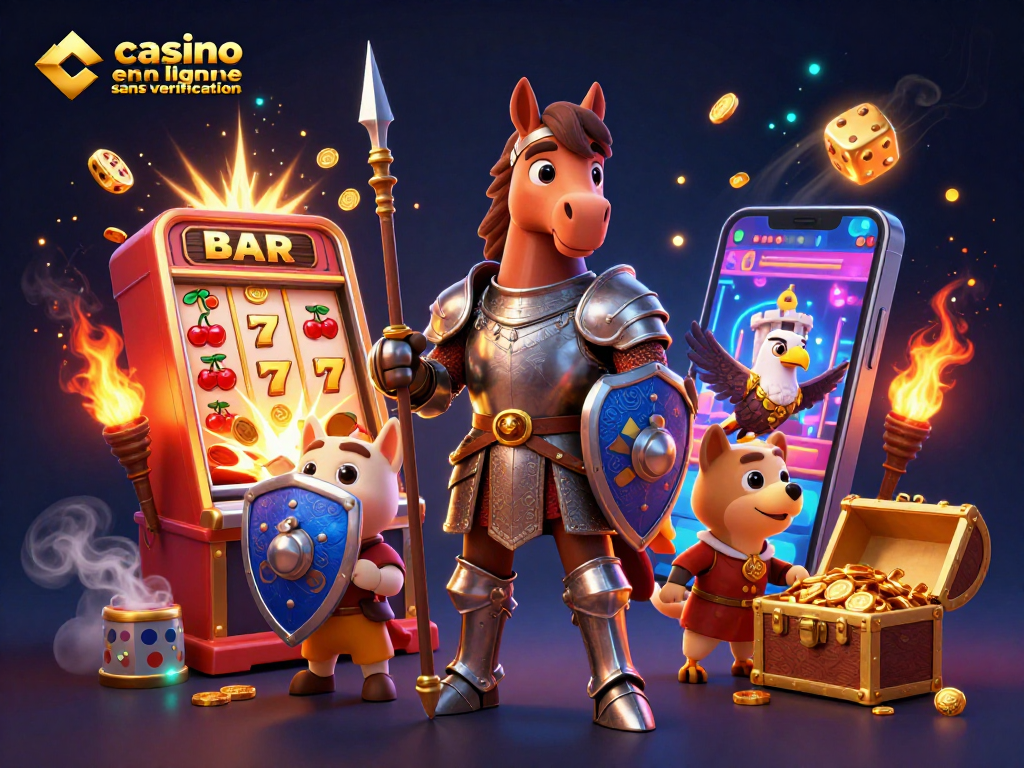 Découvrez casino en ligne sans vérification avec un cheval médiéval et des éléments de jeu dynamiques.