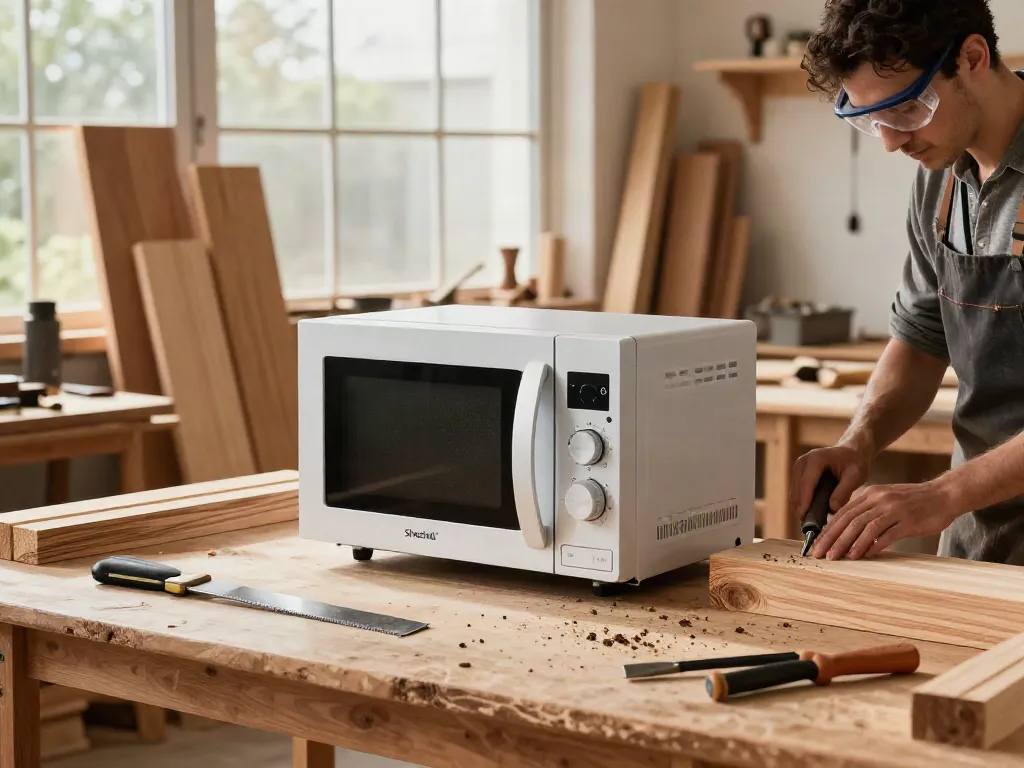Shashel® microwave technology in a modern woodworking workshop eliminating wood pests.