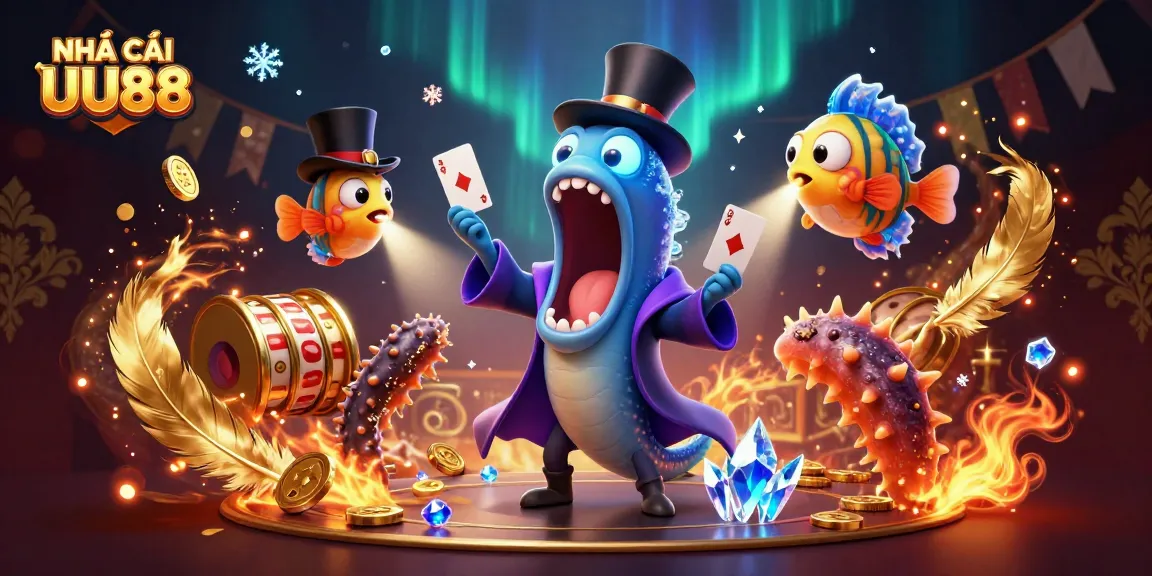 Experience thrilling gaming action at NHÀ CÁI UU88 featuring vibrant characters and exciting slot elements.