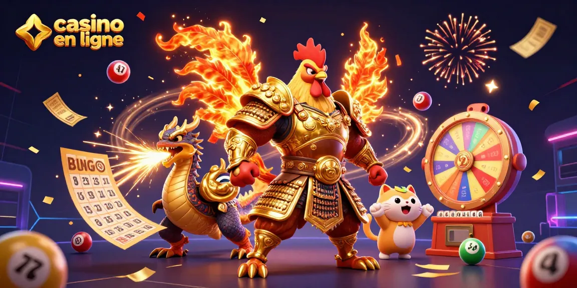 Jouez au casino en ligne avec énergie entouré de personnages 3D colorés et d'éléments ludiques.
