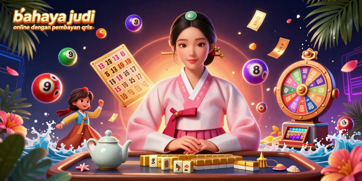 Experience the dangers of online gambling through QRIS transactions with a dynamic casino illustration.