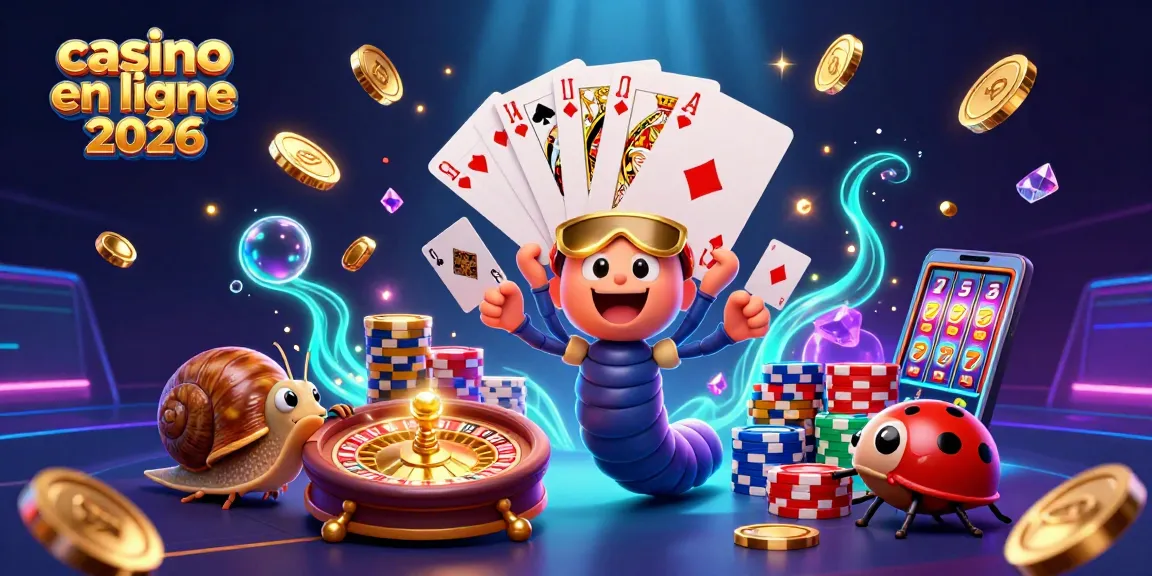 Image captivante illustrant un dealer de casino en ligne 2026 animé, distribuant des cartes autour d'une scène vibrante de jeux d'argent.