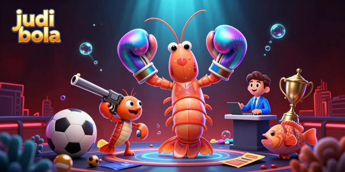 Engage in judi bola action as a mantis shrimp and friends celebrate sports betting excitement.