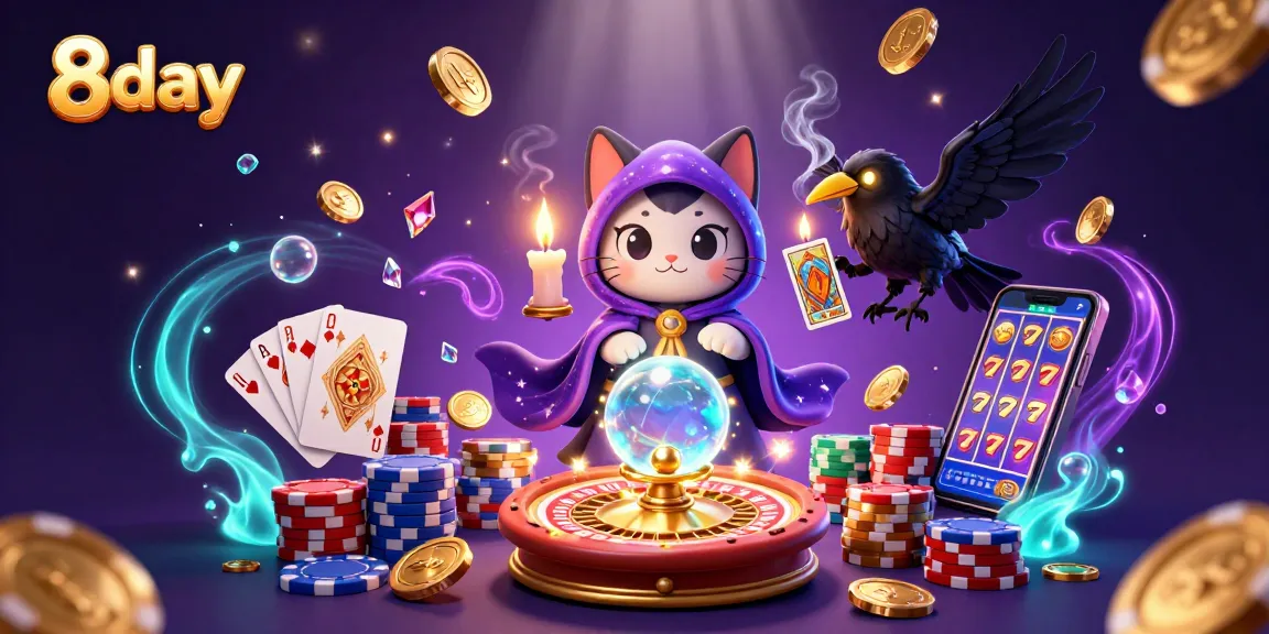 Experience thrilling gameplay at 8day with a vibrant casino scene featuring animated characters and dynamic gaming elements.