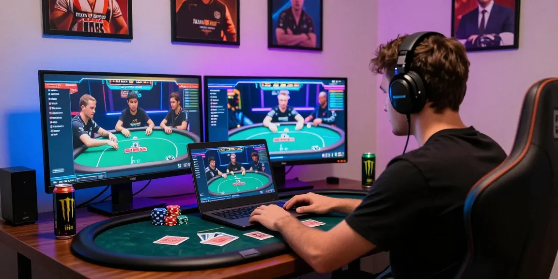 Intense home poker gaming session highlighting Poker Idn Terpercaya excitement and engagement.