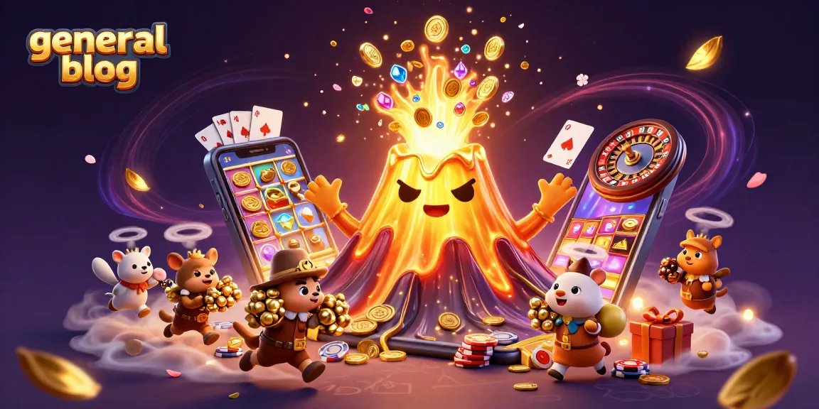 Engage with dynamic gaming with the general blog scene of a volcano erupting coins and treasures.