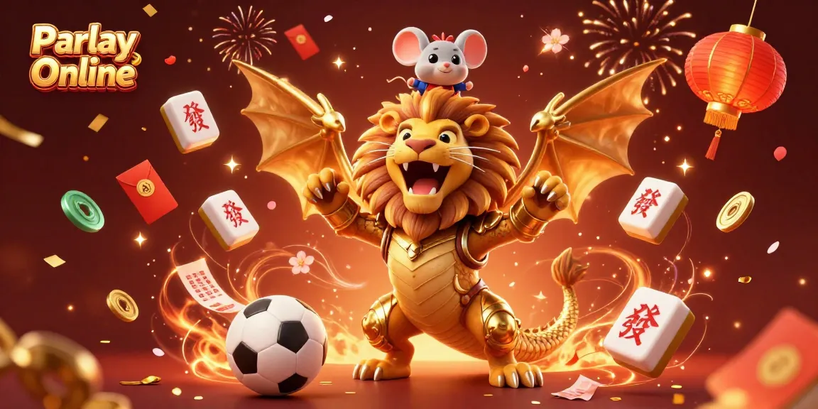Experience the thrill of Parlay Bola Online with festive elements and engaging characters celebrating victory.