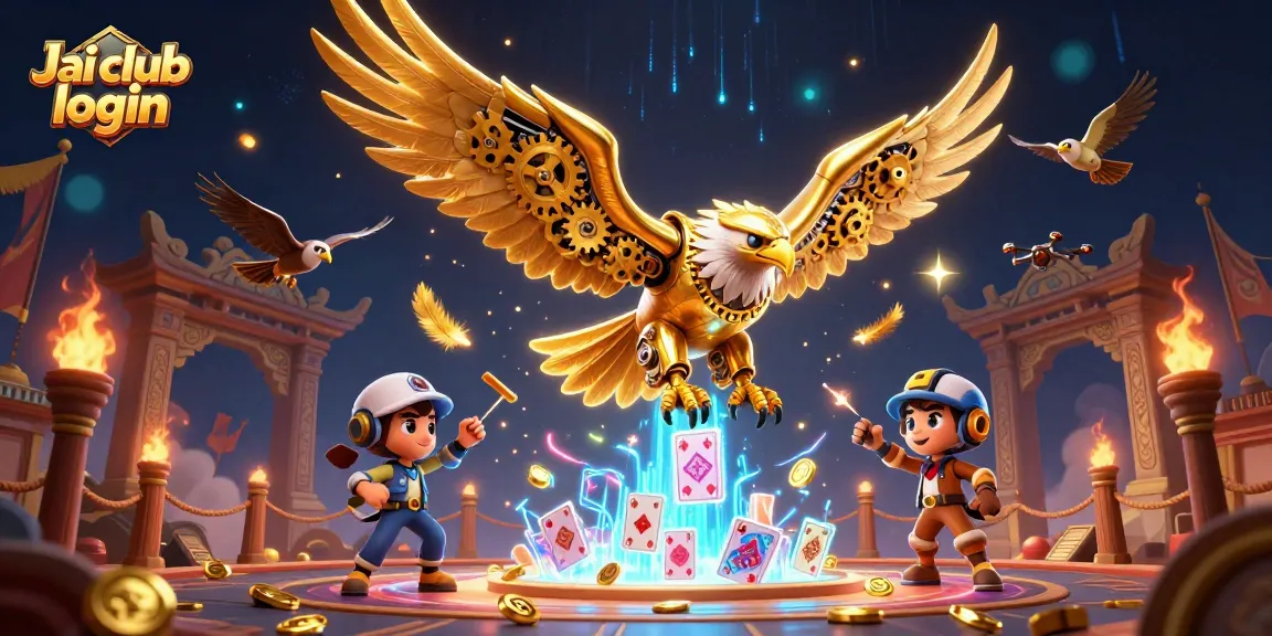 Experience seamless Jai club login with immersive games and animations, featuring a cybernetic eagle.