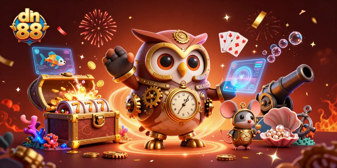 Engage in thrilling gaming with dn 88, featuring a vibrant 3D casino scene and dynamic elements.