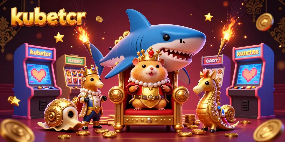 Join the excitement with kubetcr, showcasing a vibrant casino scene featuring a golden hamster king and the thrill of gaming.
