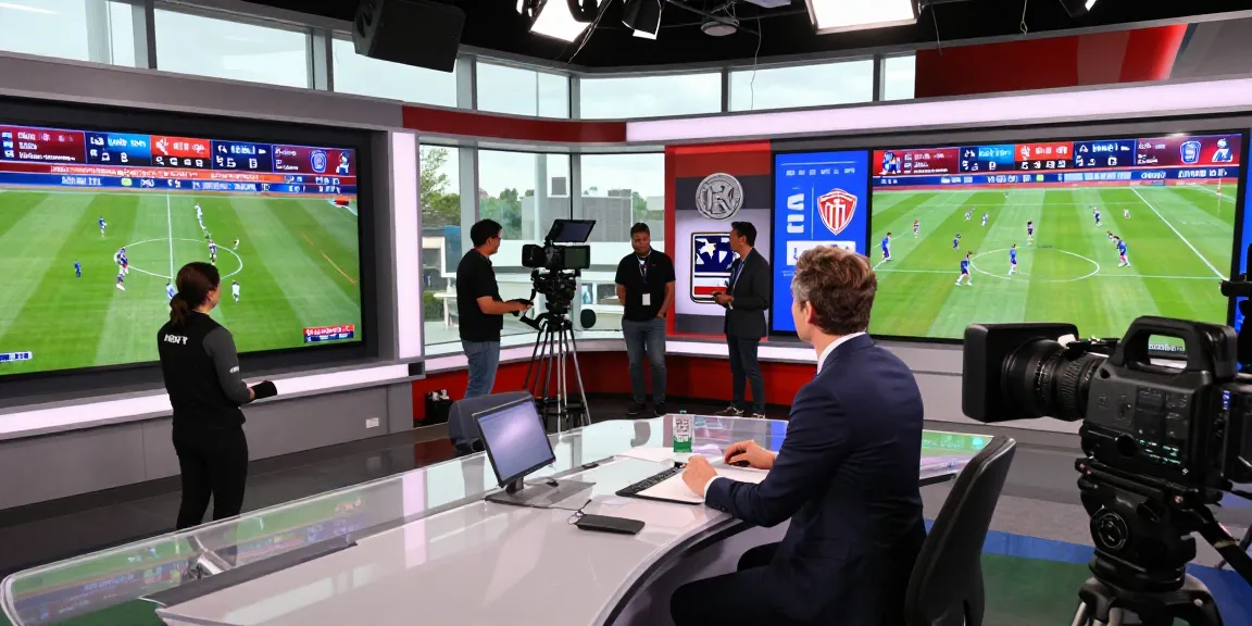 Live sports analysis at kora live studio showcasing dynamic football coverage.