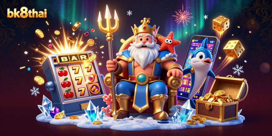 Experience the thrill of bk8thai with vibrant slots and dynamic gaming elements in an engaging casino scene.