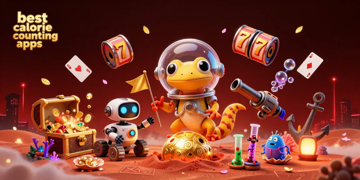 Celebrate wins with the best calorie counting apps in an energizing scene featuring slot reels and striking characters.