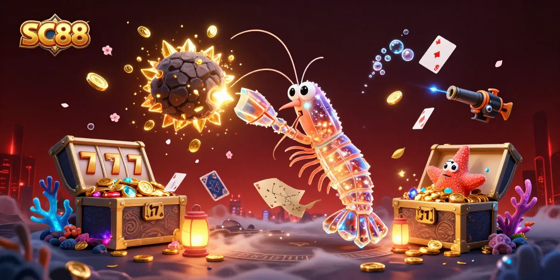 Engage with SC88’s thrilling slot games in a vibrant 3D underwater scene bursting with gems.