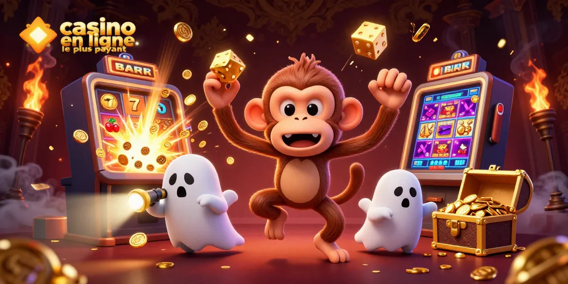 Découvrez le casino en ligne le plus payant avec un singe poltergeist et un chiot chasseur de fantômes dans un casino hanté.