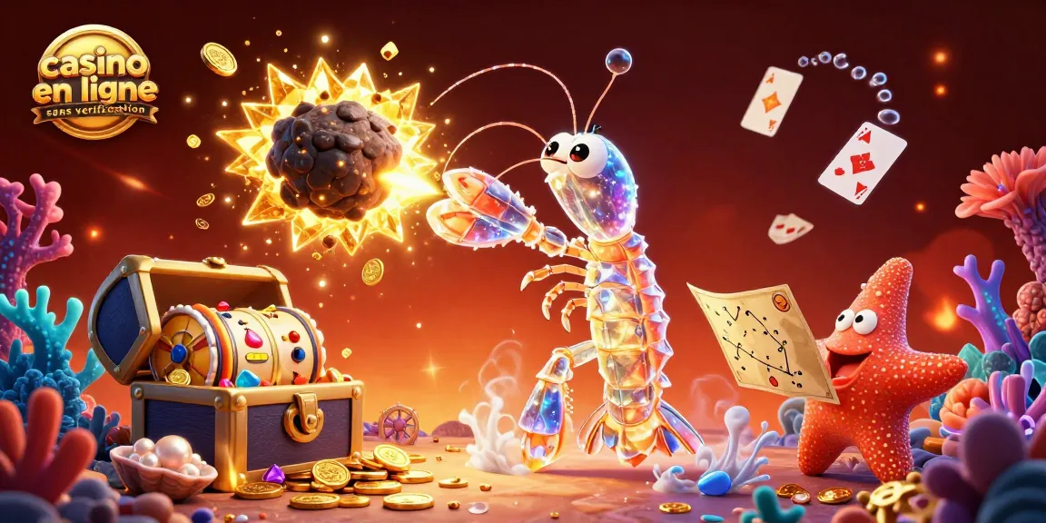 Illustration dynamique de casino en ligne sans vérification avec un samouraï galactique et des éléments de jeu sous-marins
