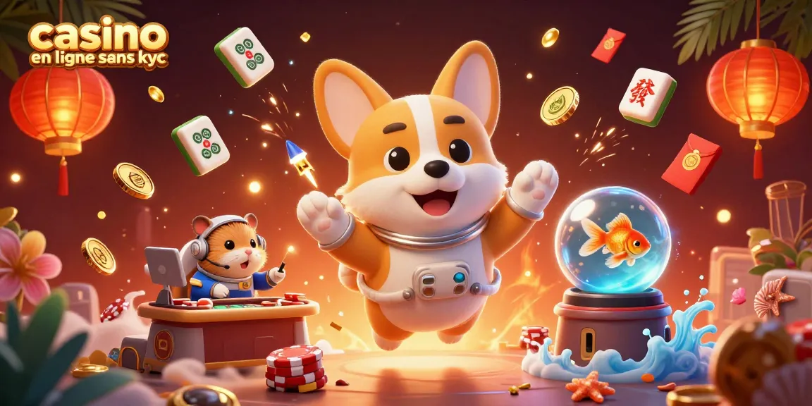 Profitez de l'expérience du casino en ligne sans KYC avec un corgi astronaute et des éléments de jeu captivants.